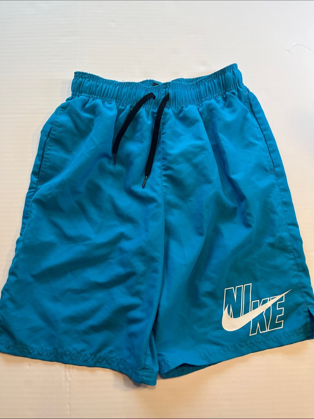 Nike Boys Teal Athletic Shorts with Black Drawstring